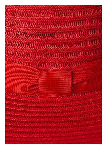 Chapeau en paille tressée style capeline Rouge