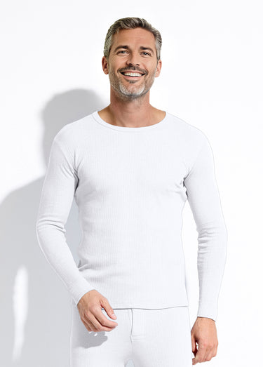 T-shirt chaud col rond manches longues Blanc