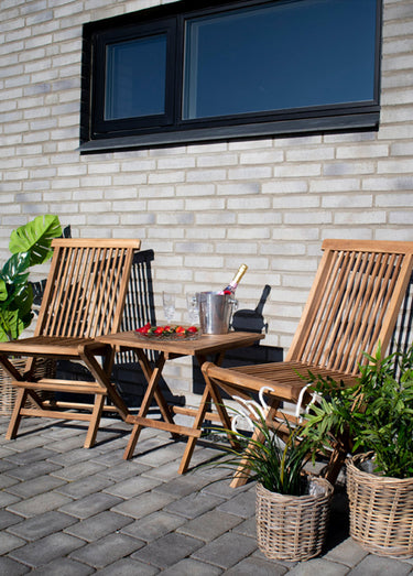 Table outdoor en bois de teck, pliable Naturel