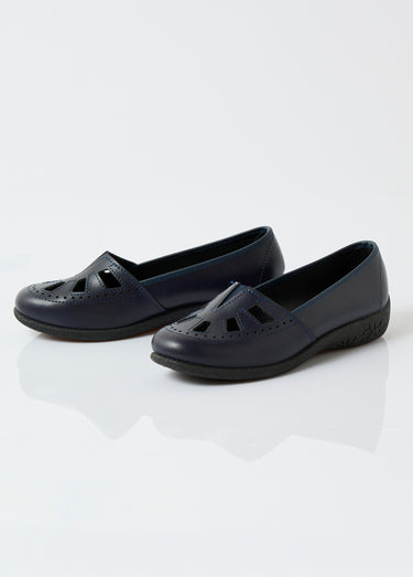 Mocassins cuir largeur confort élastiqué Marine