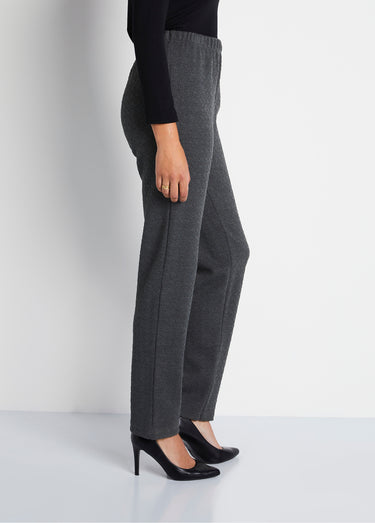 Legging droit ceinture élastiquée avec laine Uni Gris