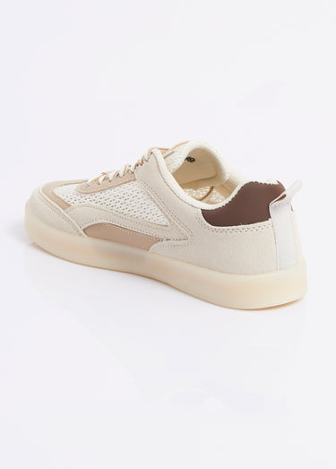 Baskets multimatières semelle compensée Beige