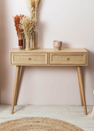 Console en bois et cannage Beige