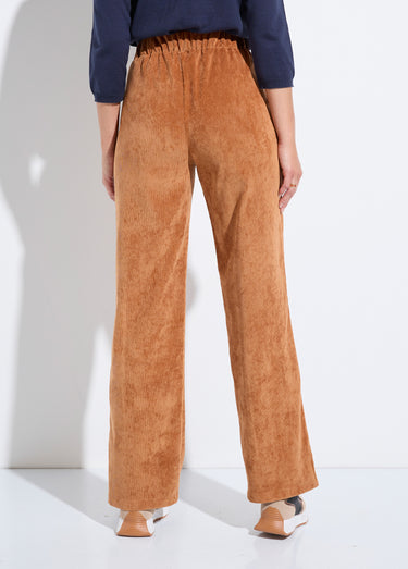 Pantalon large velours milleraies Camel