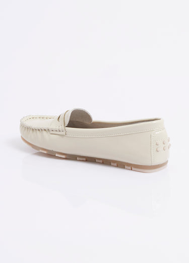 Mocassins vernis, semelle antidérapante Vernis Beige