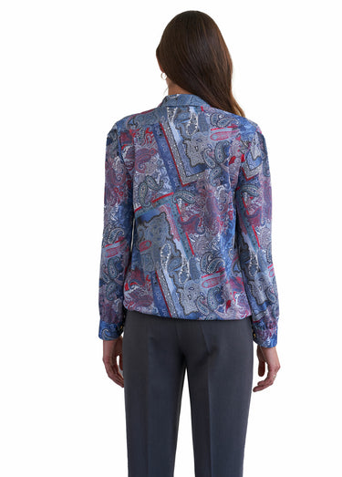 Chemisier-blouson jersey imprimé Bleu/Carmin