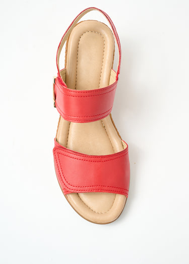 Sandales compensées largeur confort Rouge