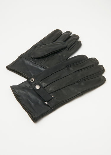Gants homme en cuir patte poignet Noir