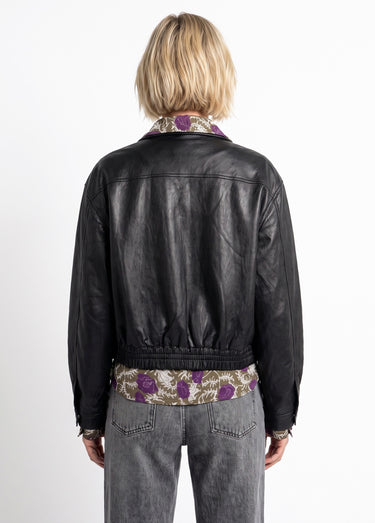 Veste motard en simili cuir froissé Noir