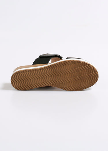 Mules compensées bride boucle fantaisie Noir