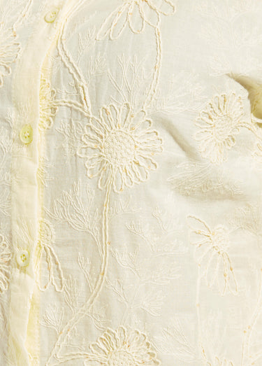 Chemisier fleurs brodées et paillettes Jaune Clair