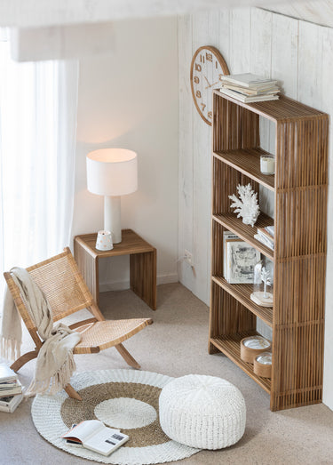 Bibliothèque en teck, design ajouré 2N Naturel