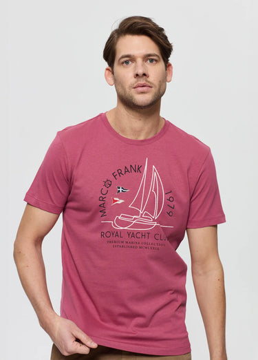 T-shirt manches courtes, thème nautique Rose Fonce