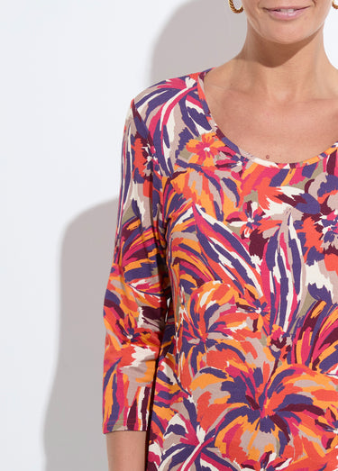 T-shirt col rond manches 3/4 imprimé Imprime Miel