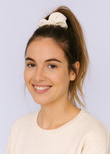 Chouchou pour cheveux, maille froissée Blanc