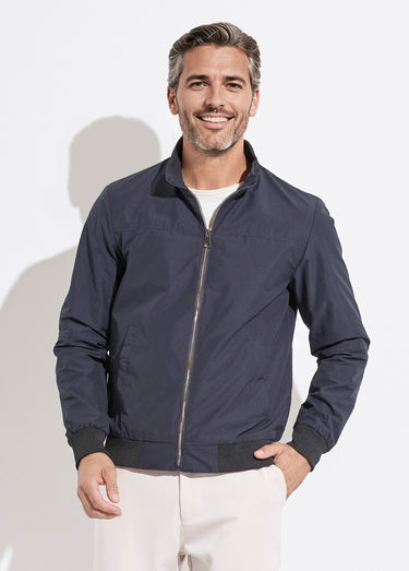Veste aviateur zippée légère, col montant Marine