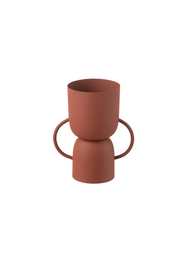 Vase en métal mat effet graphique Marron