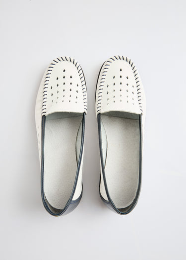Mocassins souples largeur confort cuir Blanc