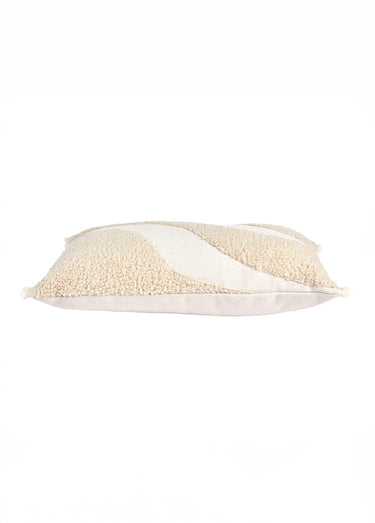 Coussin rectangulaire tufté motif vague Blanc/Beige