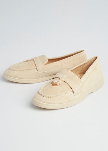 Mocassins style loafers aspect daim Beige