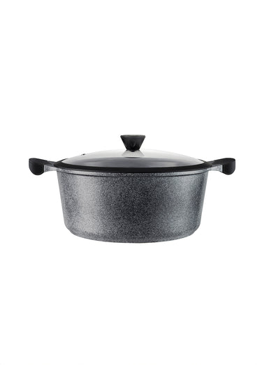 Faitout 28cm alu, revêtement effet pierre Noir
