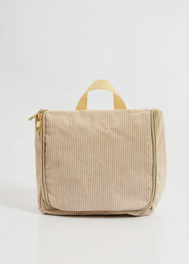 Trousse de toilette à suspendre, velours Beige