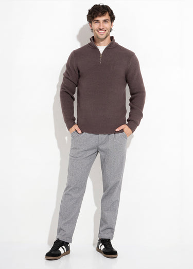 Pull épais avec col zippé camionneur Marron