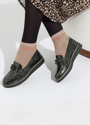 Mocassins semelle compensée style rock Gris