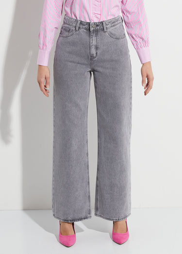 Jean 5 poches coupe wide, spécial GRANDE Gris Clair