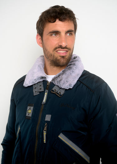 Veste style aviateur col montant fourré Noir