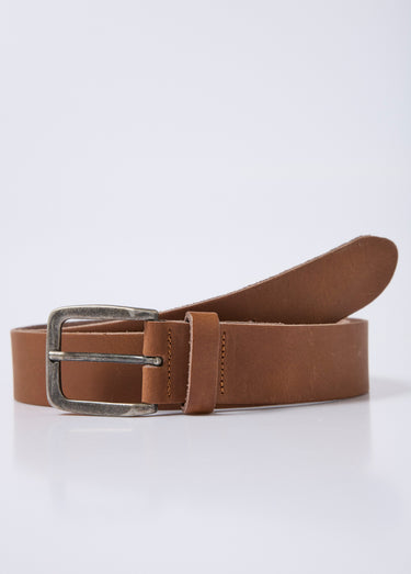 Ceinture en cuir mat, boucle effet usé Cognac