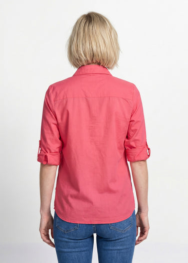 Chemisier boutonné long coton imprimé Rose