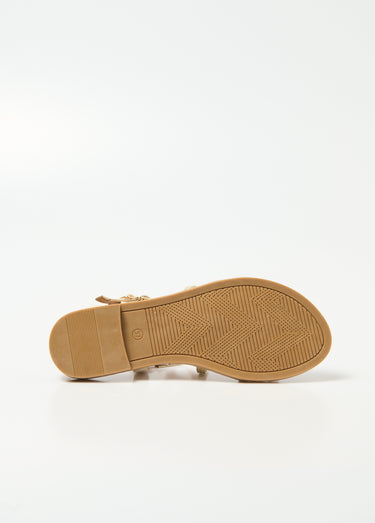 Sandales spartiates bimatières à brides Beige Dore
