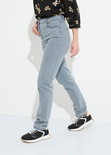 Jean 5 poches ceinture extensible coton stretch Gris