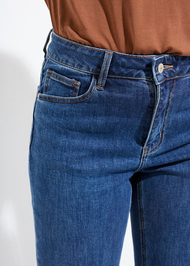 Jean droit 5 poches, spécial PETITE Denim Fonce