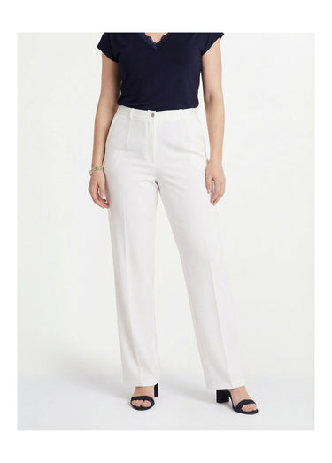 Pantalon droit uni taille semi élastiquée Blanc