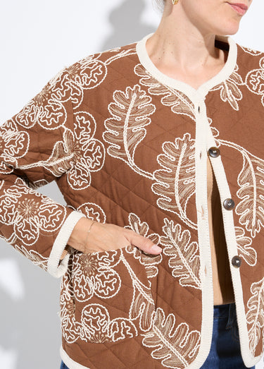 Veste matelassée rebrodée en twill Camel