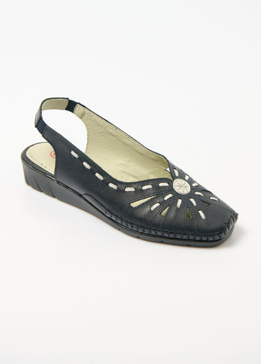 Sandales cuir bout fermé largeur confort Marine