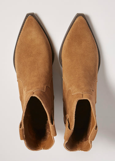 Boots western en suédine, style santiags Camel