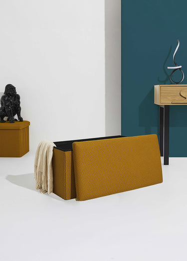 Banc coffre pliable design en mesh ATOME Jaune
