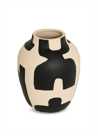 Vase en céramique thème ethnique NYER Noir / Blanc