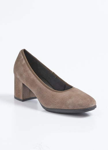 Escarpins à talon en cuir suédé, antidérapant Taupe