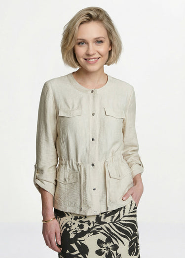 Veste saharienne sans col manches longues Sable