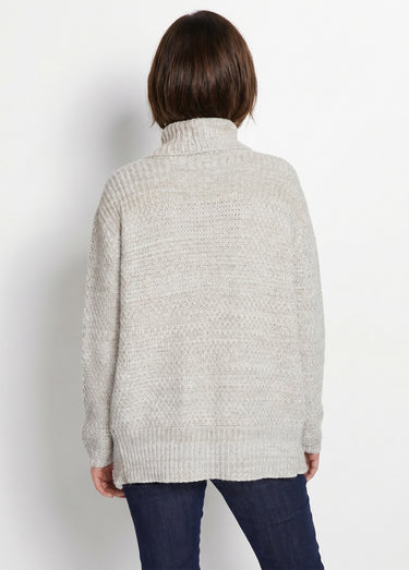 Gilet long bord à bord maille fantaisie Naturel