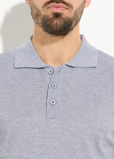 Pull maille fine avec laine et col polo Gris Clair
