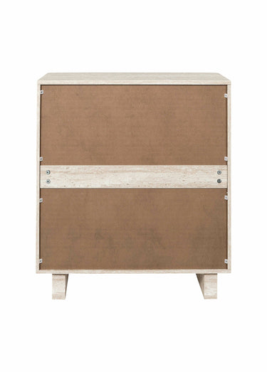 Commode 3 tiroirs effet pierre travertin Blanc/Beige