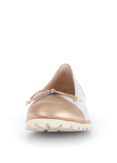 Ballerine fleuries cuir, semelle crantée Fond Blanc