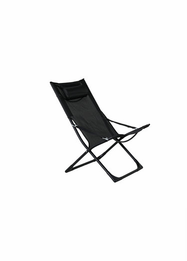 Transat avec coussin, structure acier Noir