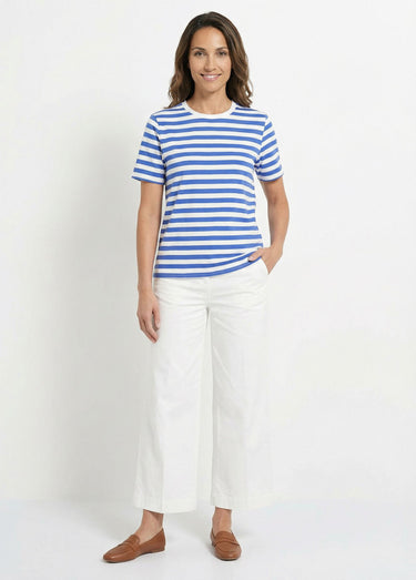 T-shirt marinière en coton stretch Bleu vif/blanc