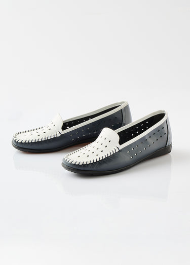 Mocassins souples largeur confort cuir Marine